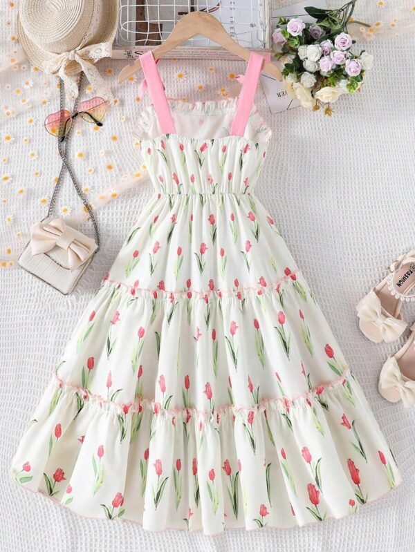 Vestido de tirantes para fiesta del té con estampado floral - Imagen 3