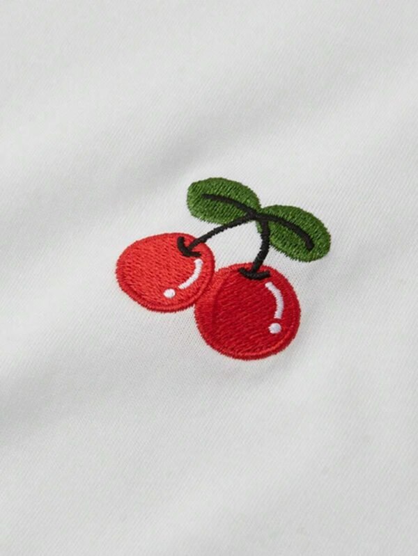 Camiseta con bordado de cerezas para mujer - Imagen 2
