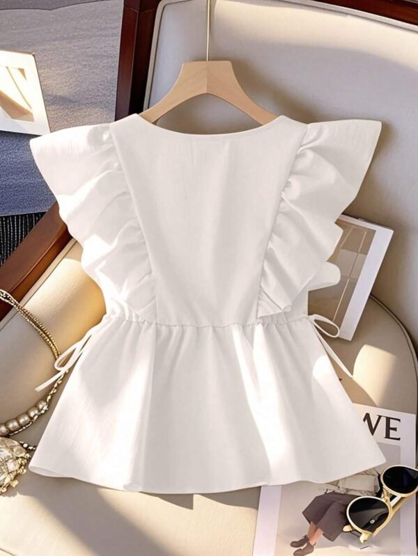 Blusa con volantes en el escote en V - Imagen 3