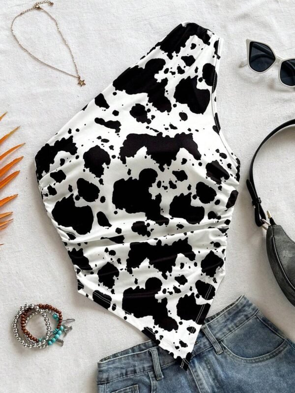 Top casual de vacaciones con estampado de vaca