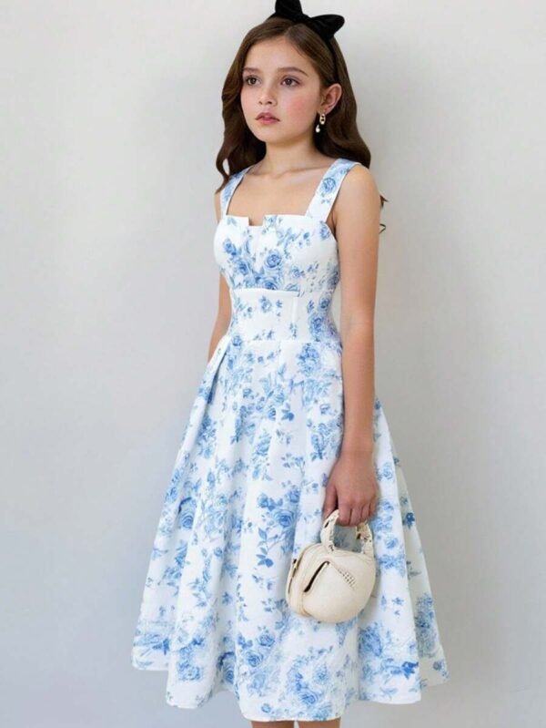 Vestido maxi de tirantes con estampado floral para niñas