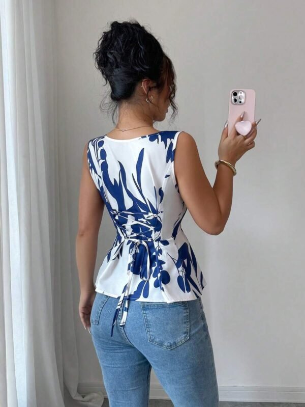 Blusa de mujer sin mangas con cuello sin cuello - Imagen 3