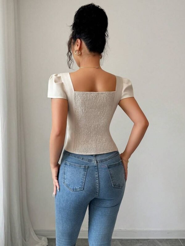 Blusa unicolor elegante de verano para damas - Imagen 3