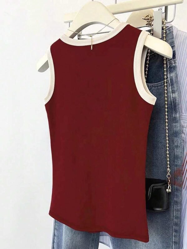 Top de tirantes informal de mujer de talla grande con parches - Imagen 3
