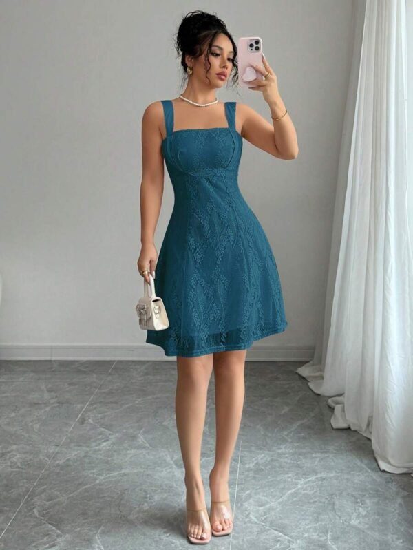 Vestido elegante y romántico de línea A sin tirantes para mujer - Imagen 3