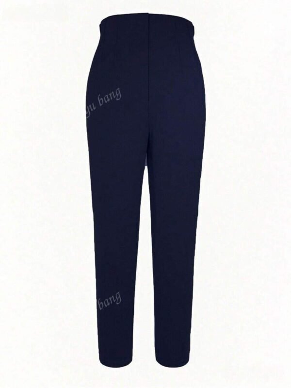 Pantalones de tiro alto y ajustados de unicolor - Imagen 2