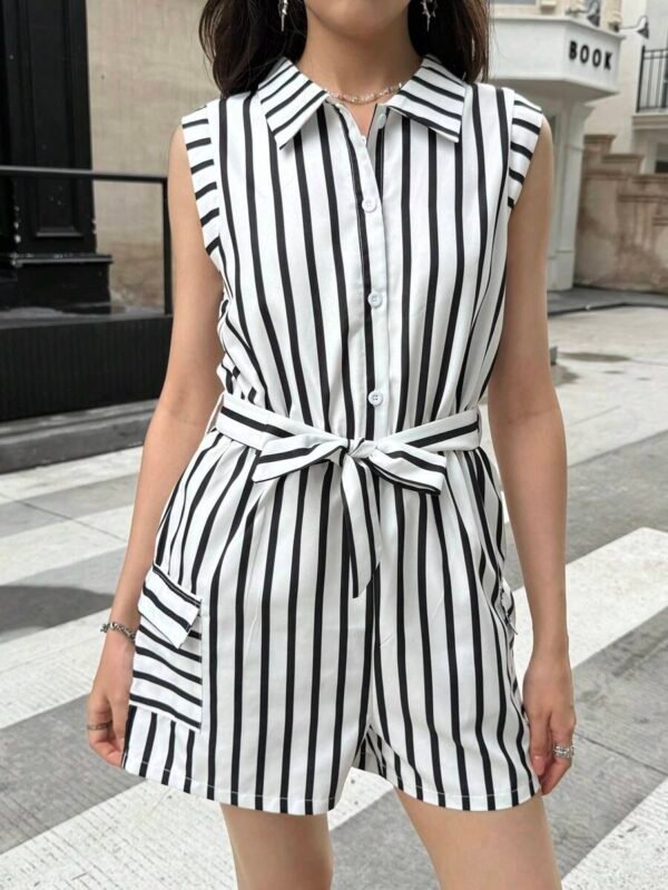 Mono a rayas azul y blanco de moda para chicas adolescentes - Imagen 2