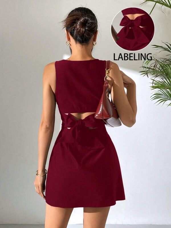 Vestido sin mangas de tejido con espalda descubierta color rojo - Imagen 3