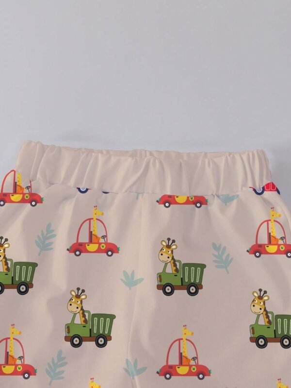 Camiseta y Pantalones Cortos Casuales con Estampado de Coches y Animales - Imagen 2