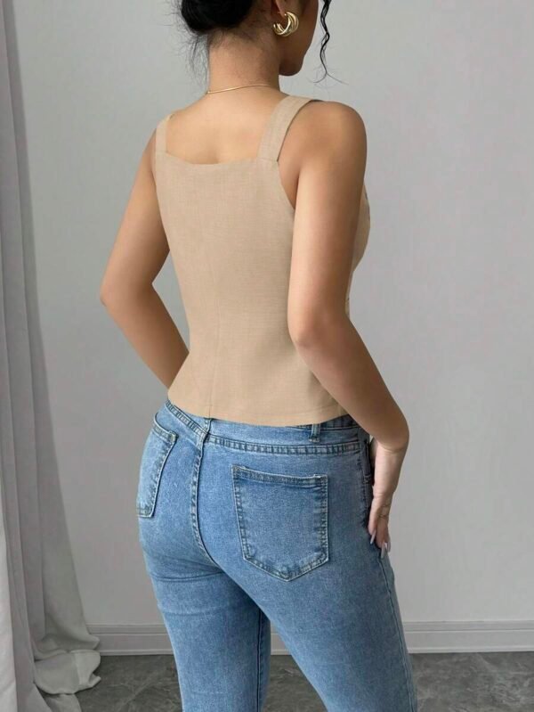 Blusa tipo camiseta de mujer de color liso - Imagen 3