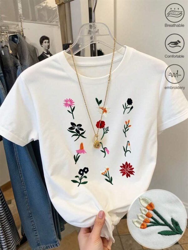 Camiseta de manga corta y cuello redondo para mujer