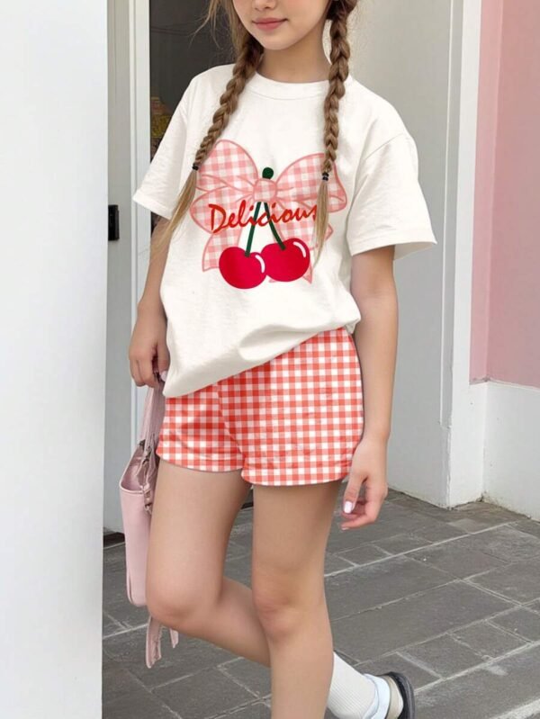 Set de 2 piezas de top de manga corta y pantalones cortos casuales