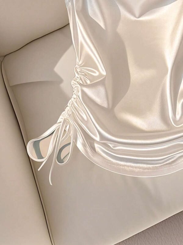 Top de tirantes informal de unicolor romántico para mujer - Imagen 2