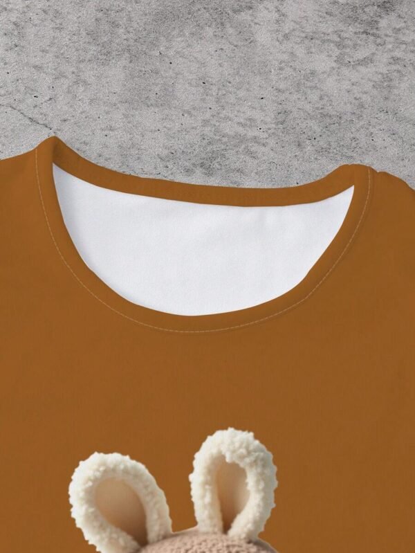Conjunto informal para niños pequeños con estampado lindo de conejo - Imagen 2