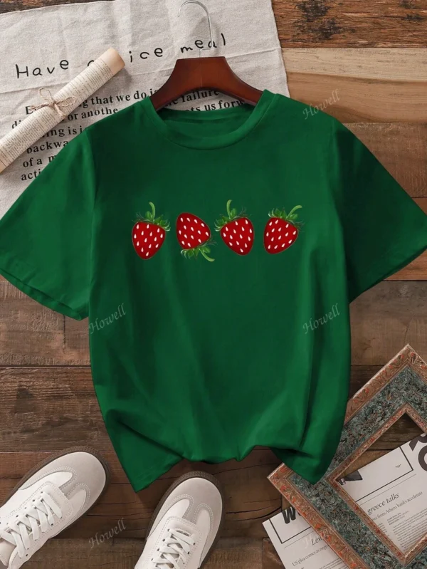 Camiseta casual de mujer de manga corta y cuello redondo