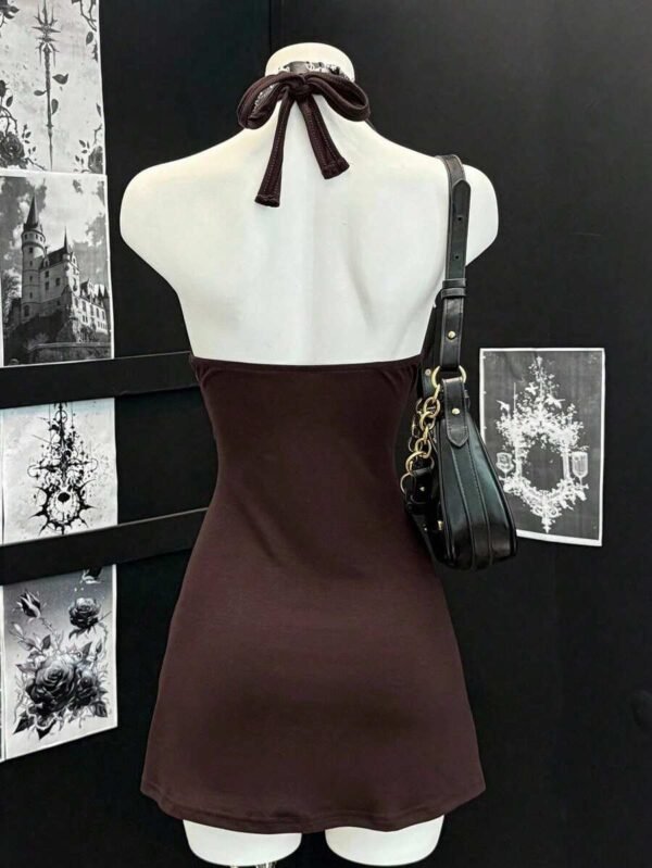 Vestido mini elegante para mujer con cuello en V - Imagen 3