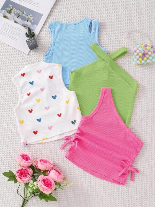 Top de punto con patrón de corazón de unicolor para niña - Imagen 3