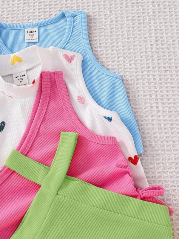 Top de punto con patrón de corazón de unicolor para niña - Imagen 2