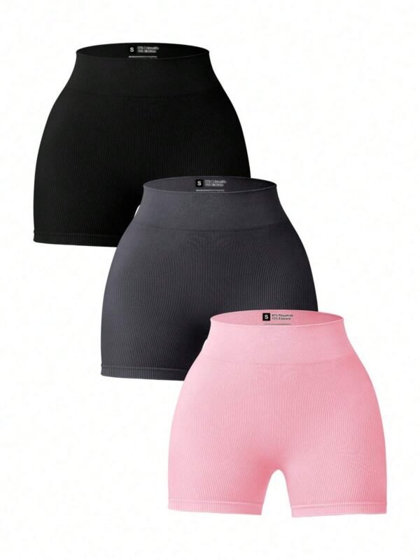 Pantalones cortos de mujer de unicolor con cintura alta