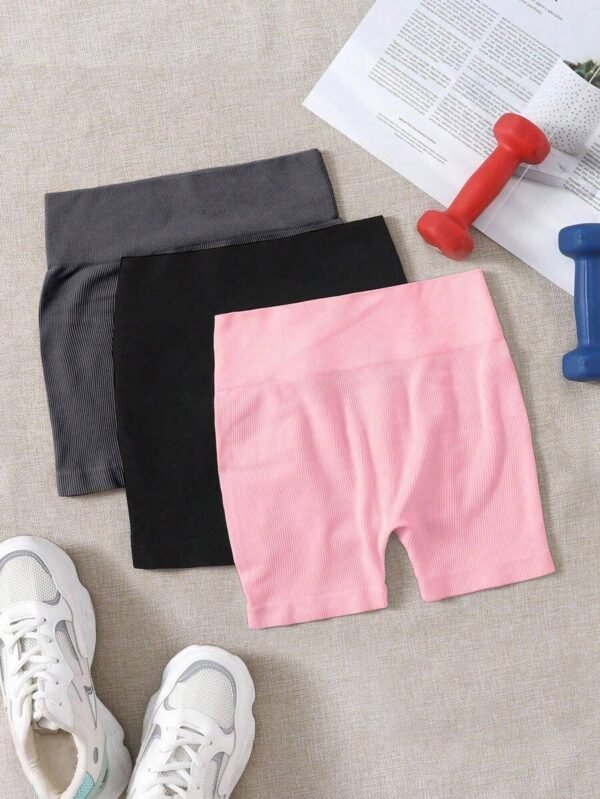 Pantalones cortos de mujer de unicolor con cintura alta - Imagen 3