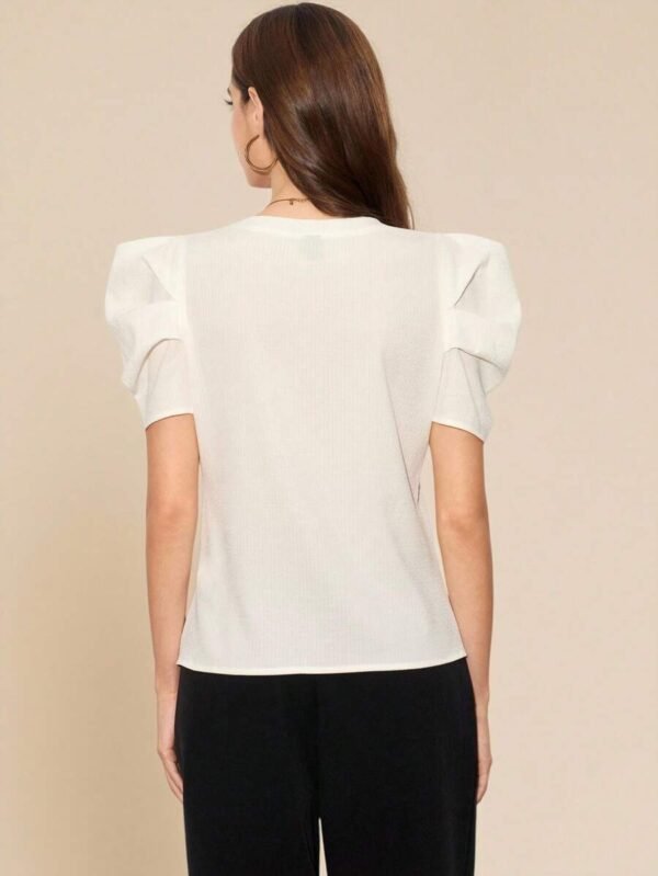 Blusa de manga abullonada con decoración de diamantes - Imagen 3