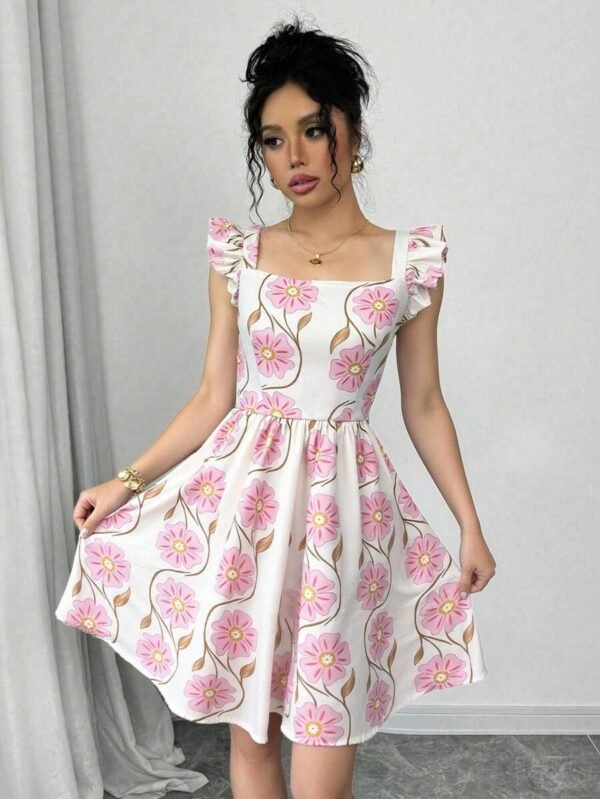 Vestido casual de verano de mujer con cuello cuadrado - Imagen 3
