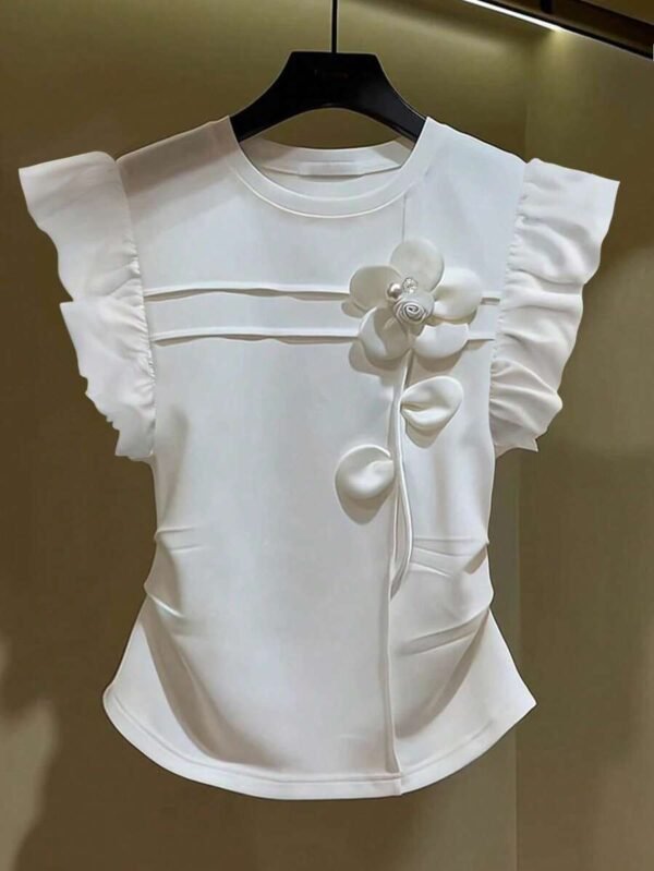 Blusa casual y linda para mujer con mangas cortas