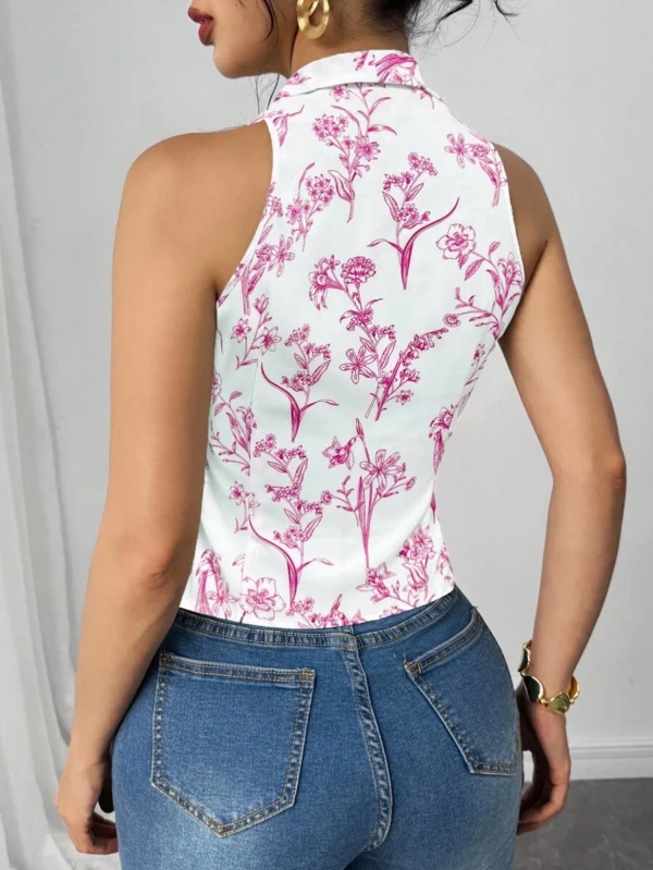 Blusa con lazo delantero estilo vacaciones de primavera - Imagen 3
