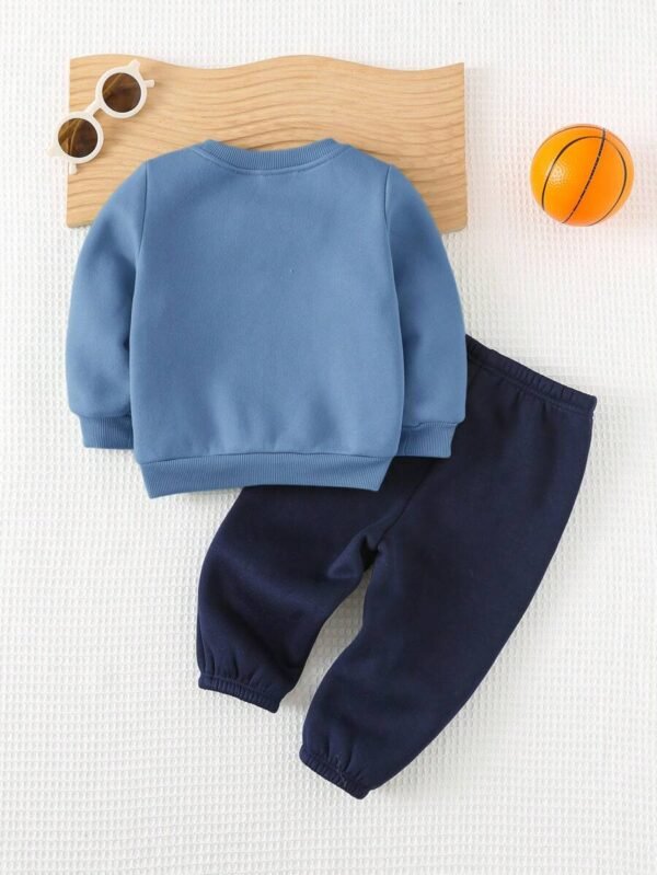 Sudadera de cuello redondo de manga larga y pantalón de cintura elástica - Imagen 3
