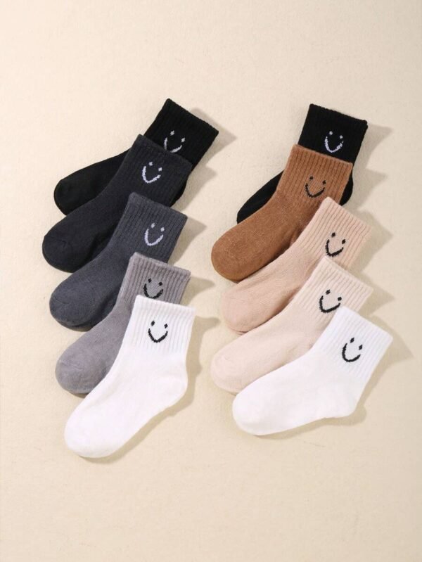 10 pares de calcetines de bebé de primavera y otoño con rostro sonriente - Imagen 3