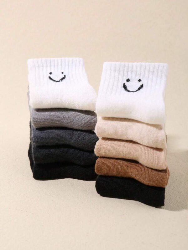 10 pares de calcetines de bebé de primavera y otoño con rostro sonriente - Imagen 2