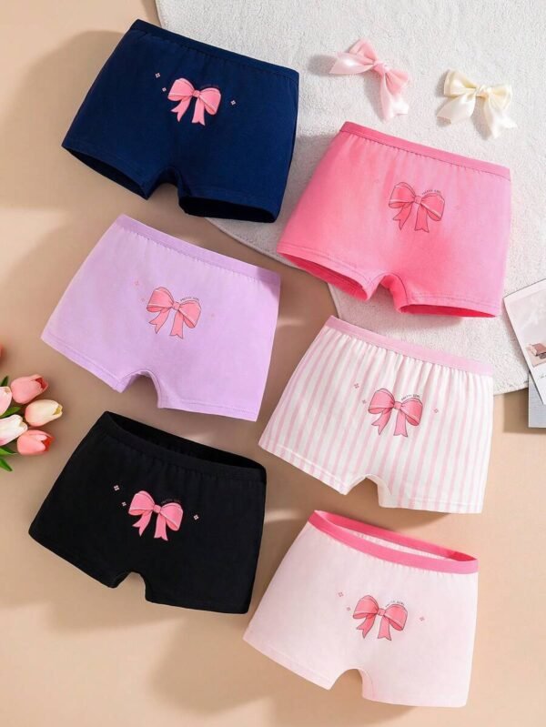 Set de 6 piezas de bragas de algodón estampadas con moño