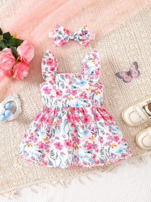 Vestido sin mangas con estampado floral acuarela