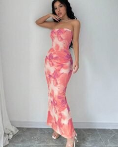 Vestido maxi con estampado floral elegante sin espalda