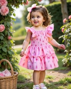 Vestido elegante de verano para niña bebé con patrón floral
