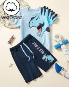 Camiseta de manga corta con estampado de dinosaurio y pantalones cortos