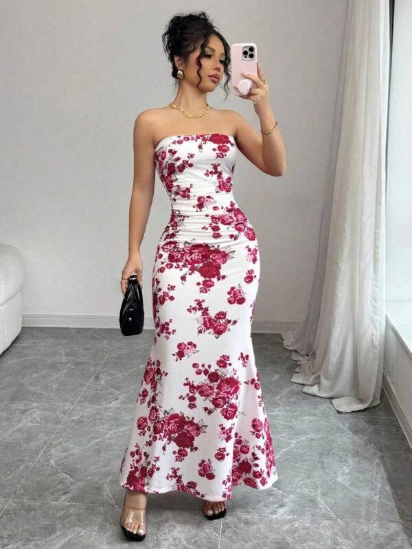 Vestido de mujer de estampado floral elegante all-over