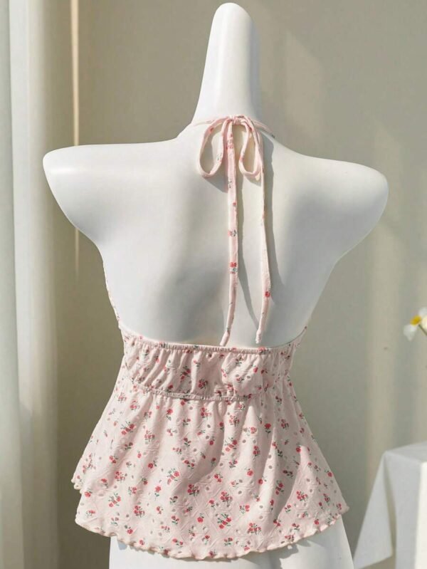 Blusa tipo camiseta sin mangas con cuello en V hueco - Imagen 3