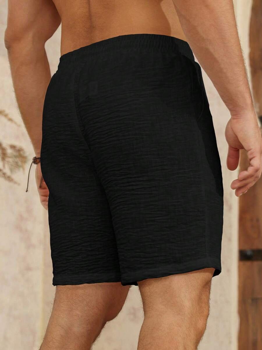 Pantalones cortos sólidos relajados de hombre con bolsillos - Imagen 3