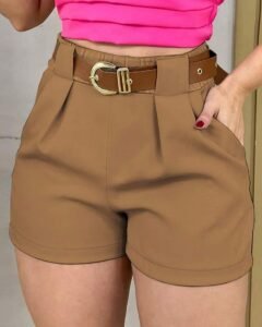 Shorts sueltos y casuales de talla regular unicolor