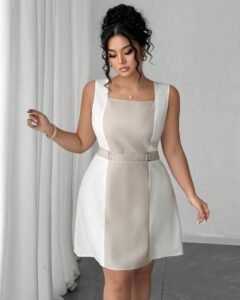 Vestido mini ajustado de mujer de talla grande con patchwork