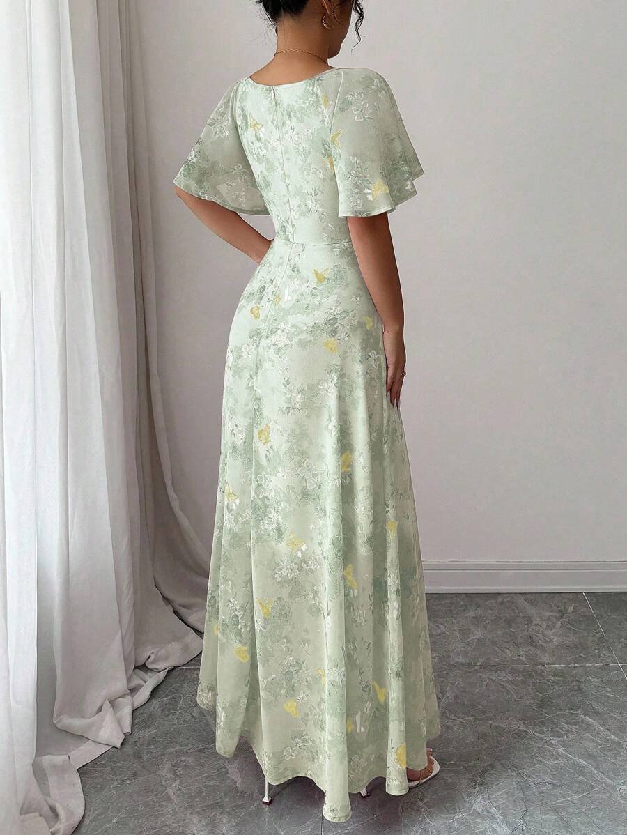 Vestido corto de verano de estilo francés dulce con estampado de mariposa - Imagen 3