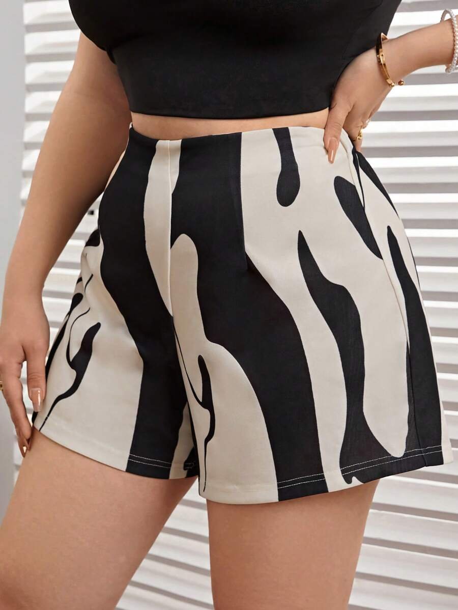 Short de tela de punto elástica con estampado asimétrico - Imagen 2