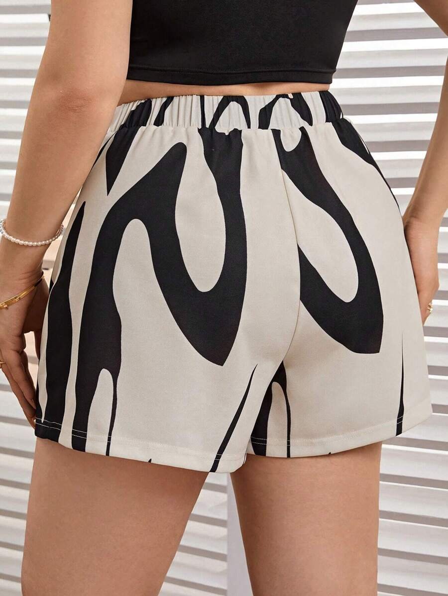 Short de tela de punto elástica con estampado asimétrico - Imagen 3