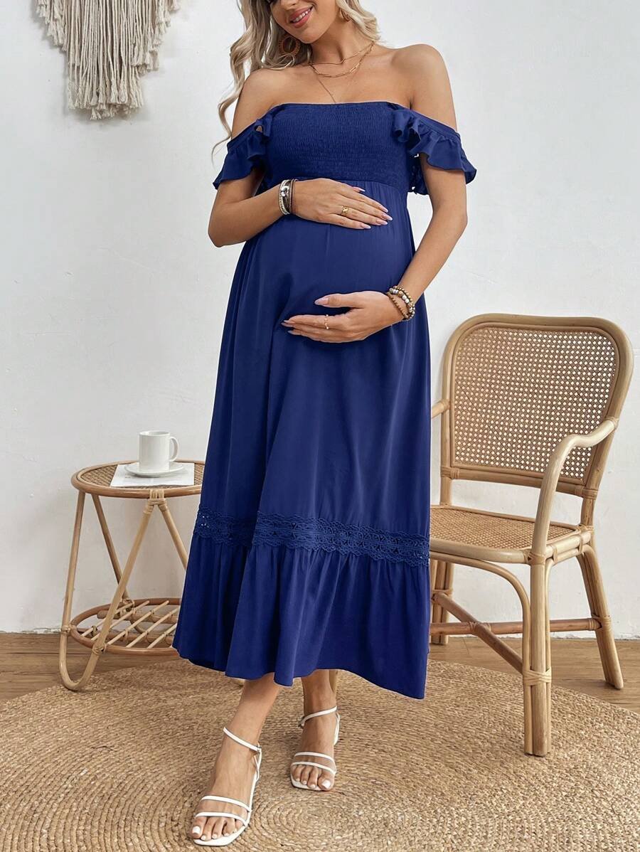 Vestido de maternidad de cuello cuadrado y manga corta - Imagen 2