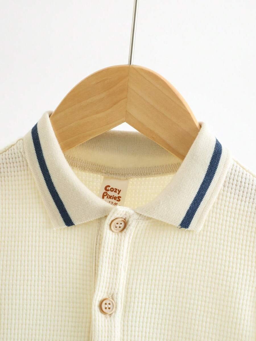 Camisa de polo suave tejida para niño bebé con cierre de media - Imagen 2