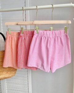 Shorts holgados casuales a cuadros con cintura elástica