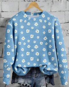 Sudadera con capucha holgada de manga larga y cuello redondo