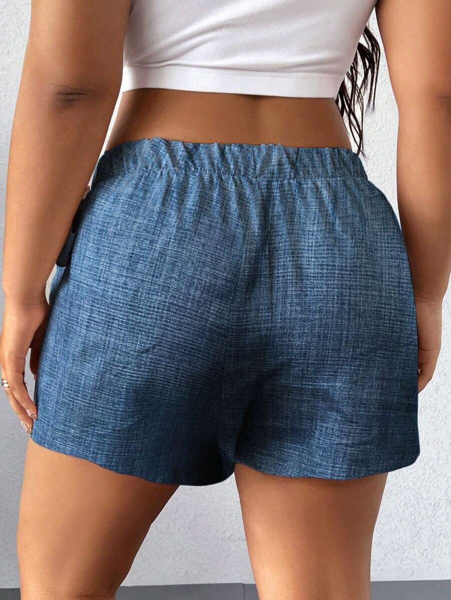 Falda pantalón informal de aspecto de mezclilla con doblez asimétrico - Imagen 3