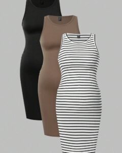 Vestido casual con escote redondo para mujer embarazada